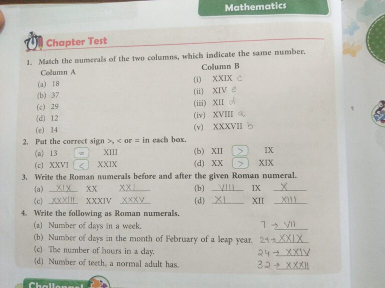 class-4-chapter-2-roman-numerals-exercise-2-shamrock-prerna-school